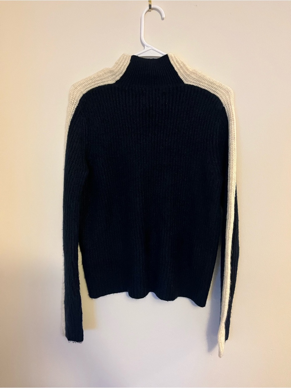 Abercrombie & Fitch Black Turtleneck Sweater with Cream Shoulder Stripes